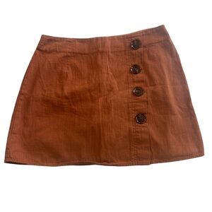 Sadie & Love Button Skirt in Rich Brown- Size M